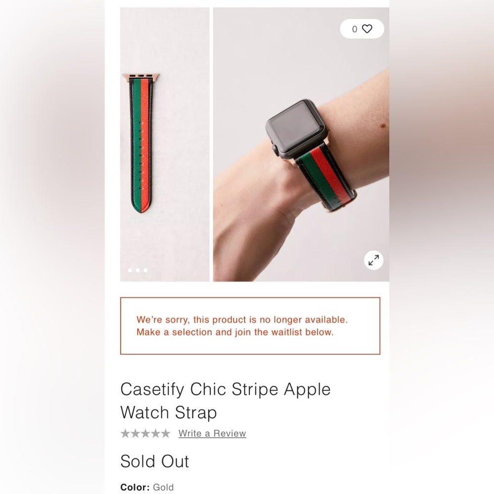 NEW Casetify Chic Stripe Apple Watch Strap Saffiano Watch Band 42mm & 44mm - Picture 7 of 10